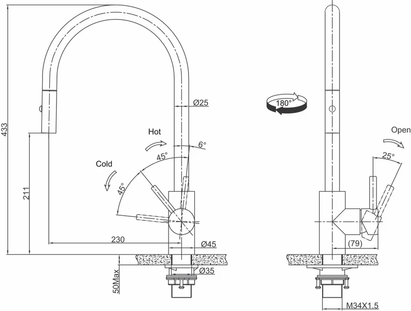 Franke Eos Neo Pull Out Tap, Anthracite