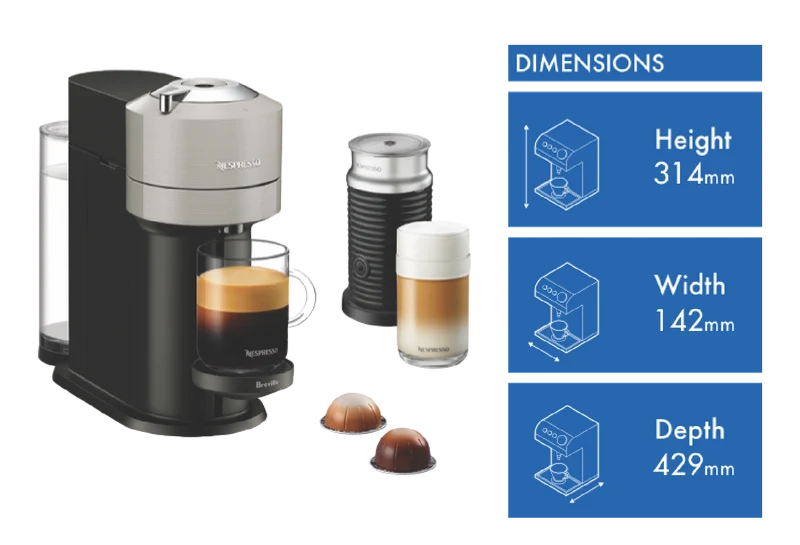 Nespresso Vertuo Next Capsule Coffee Machine Bundle Light Grey