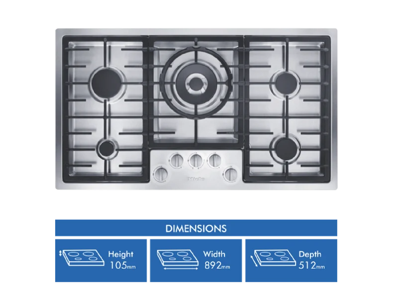 Miele 89cm Stainless Steel Gas Cooktop