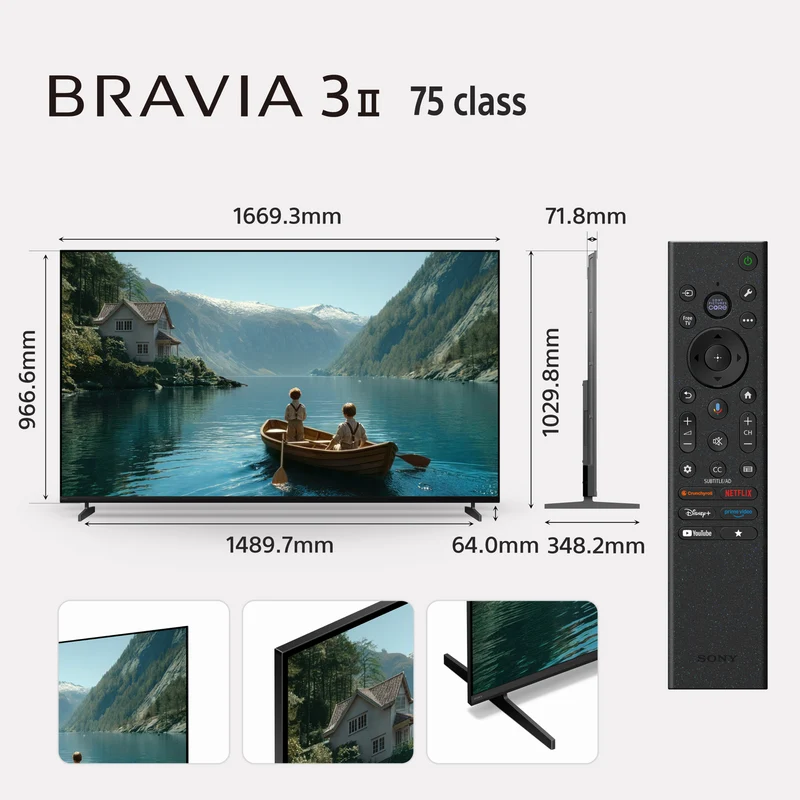 Sony 75" BRAVIA 3 II 4K HDR AI Google TV with Gemini 2026