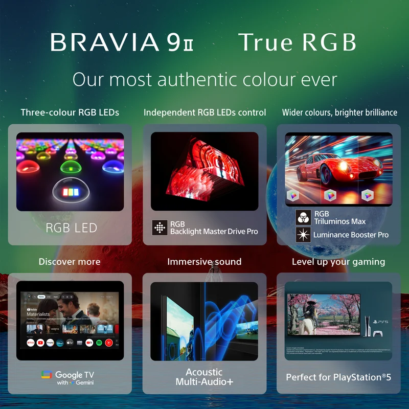 Sony 85" BRAVIA 9 II True RGB 4K AI Google TV with Gemini 2026