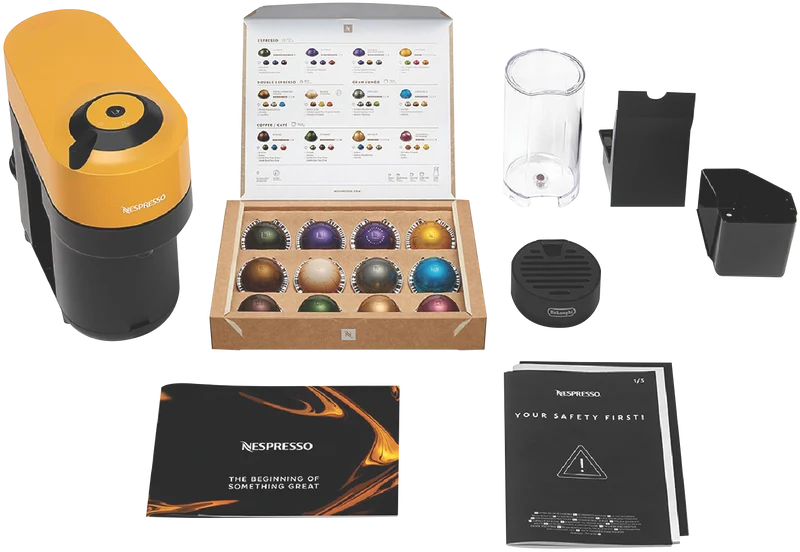 Nespresso Vertuo Pop Capsule Coffee Machine Bundle Yellow