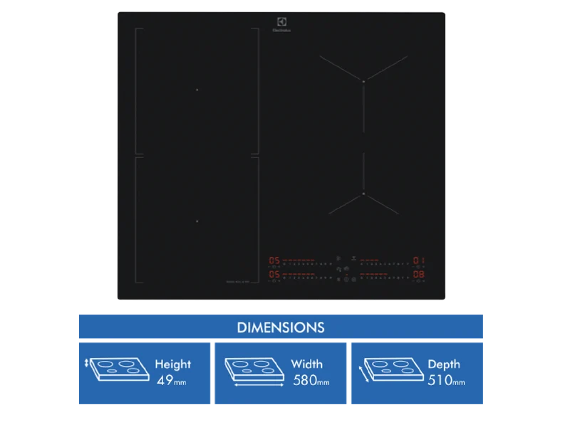 Electrolux 60cm 4 Zone Induction Cooktop with SaphirMatt SE Surface, Matte Black - 800 Series
