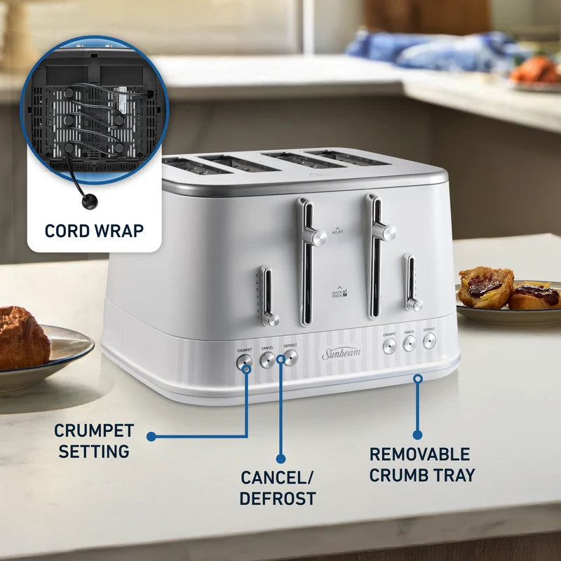 Sunbeam French Riviera 4 Slice Toaster White
