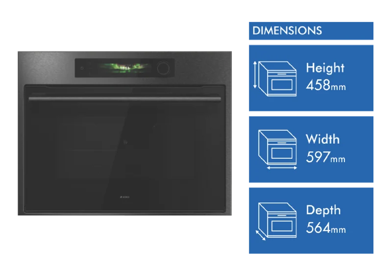 ASKO Craft Frame 45cm Combi Microwave Oven, Black Steel