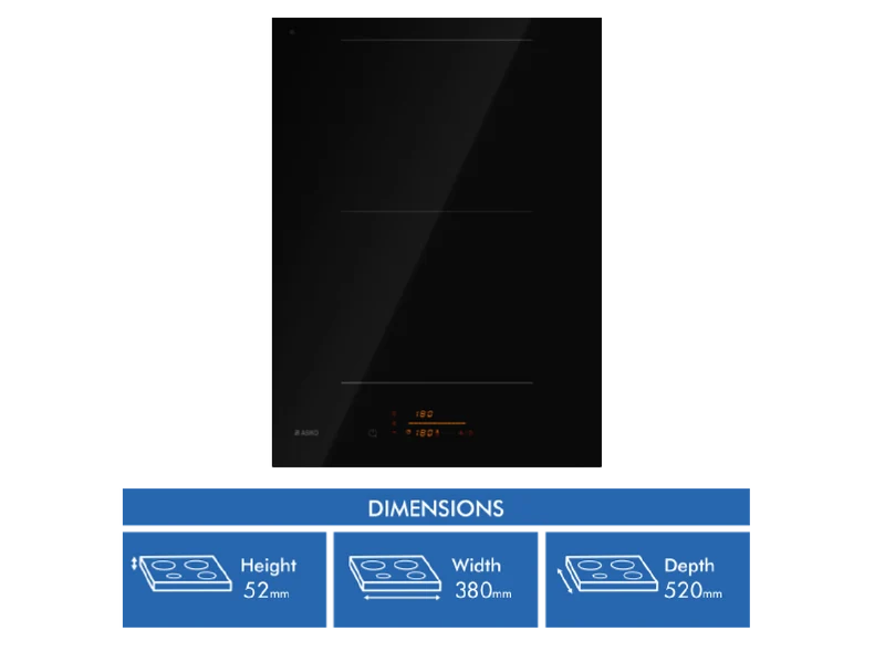 ASKO Series 5, 38cm 2 Zone Induction Cooktop, Black