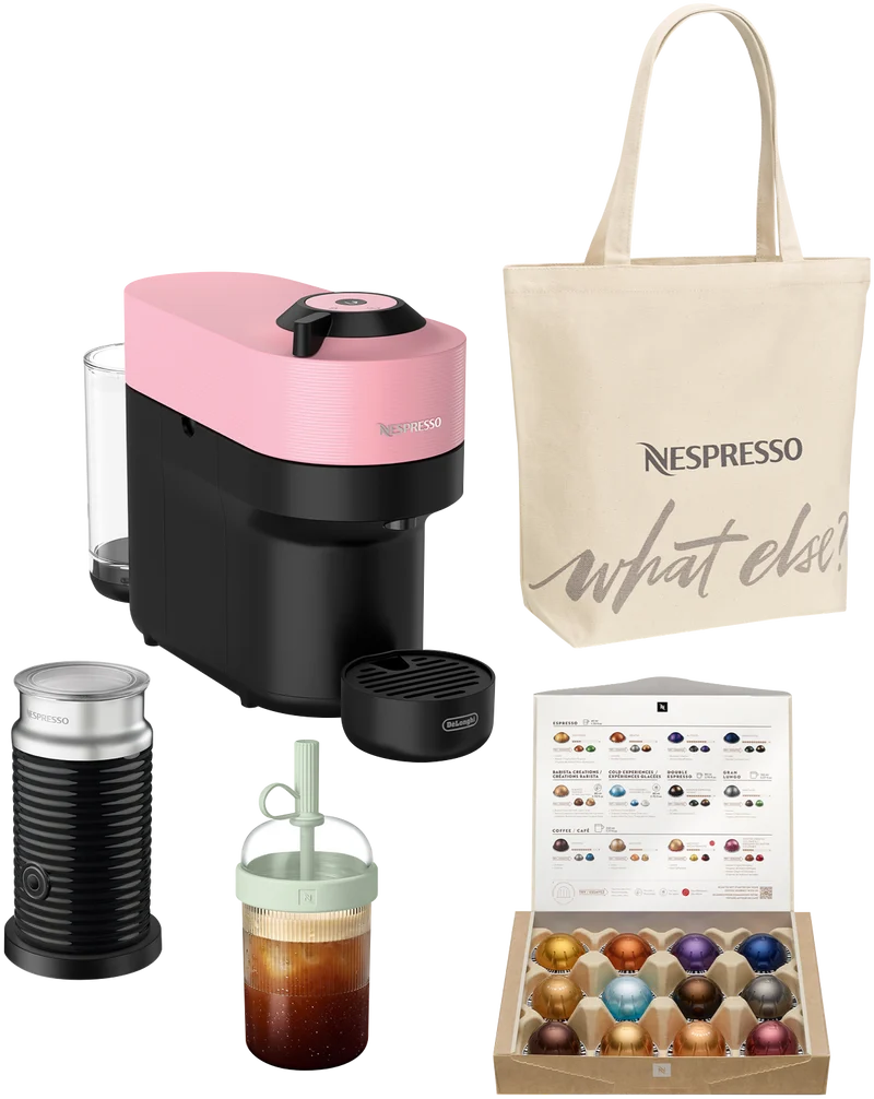Nespresso Vertuo Pop Capsule Coffee Machine Value Pack Pink