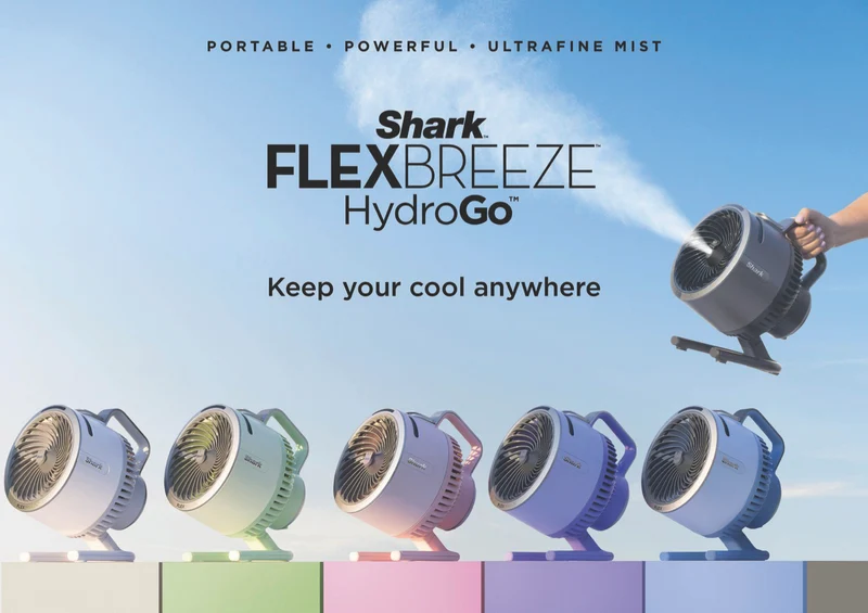 Shark FlexBreeze HydroGo Misting Portable Fan (Dove)