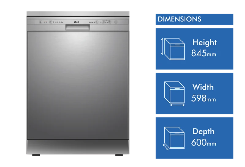 Solt 60cm Freestanding Dishwasher, Stainless Steel