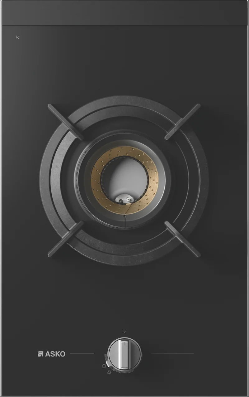 ASKO 33cm 1 Burner Gas on Glass Volcano Cooktop - Black