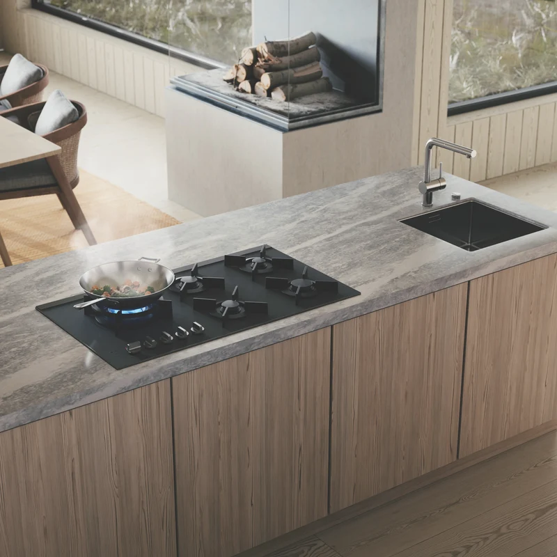 ASKO 90cm 5 Burner Gas on Glass Volcano Cooktop - Matte Black
