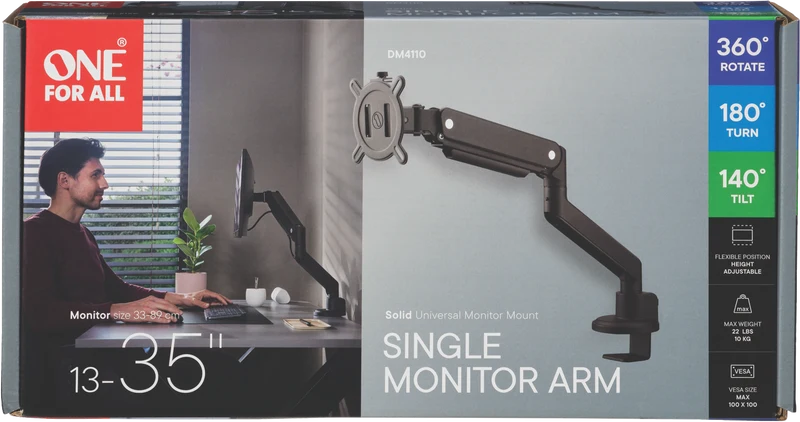 One For All Single Arm Solid Series Monitor Arm - Black