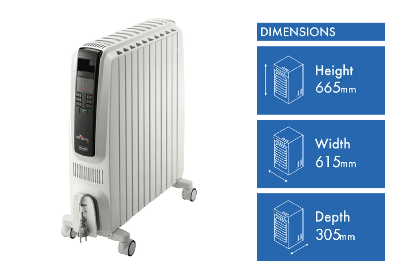 DeLonghi 2400W Dragon 4 Oil Column Heater w/Timer