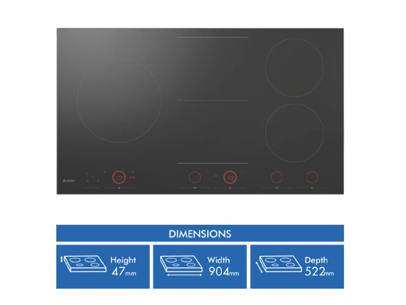 ASKO 90cm 5 Zone Celsius Induction Cooktop - Black