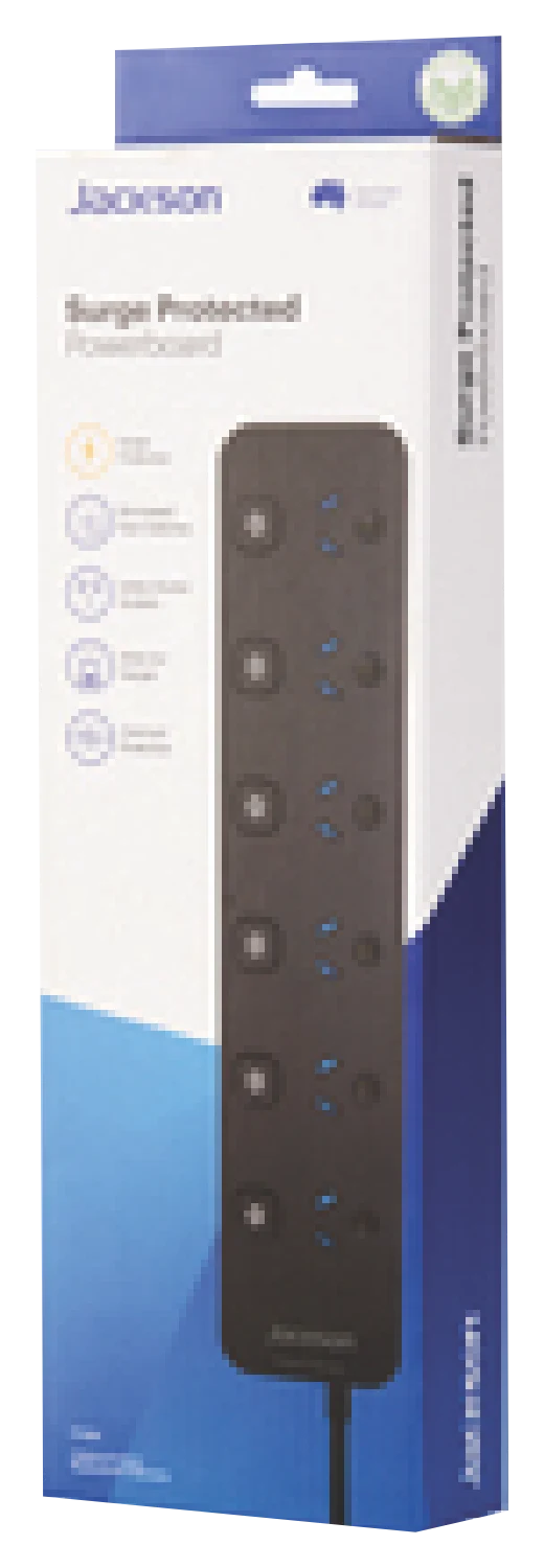 Jackson 6 Way Individually Switched Surge Protected Powerboard
