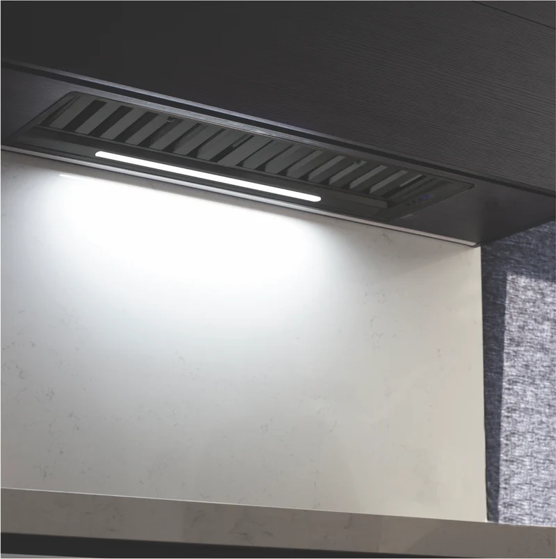 Glemgas 85cm Undermount Rangehood, Black Stainless Steel