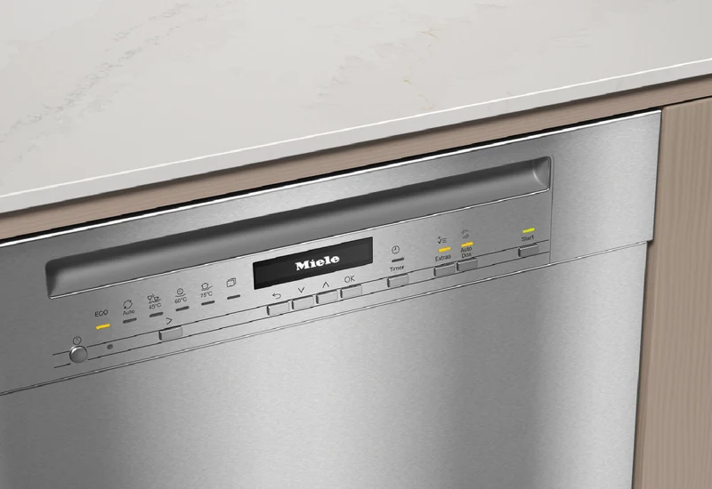 Miele 60cm Built-Under Dishwasher with AutoOpen Drying and Automatic Dispensing PowerDisk CleanSteel