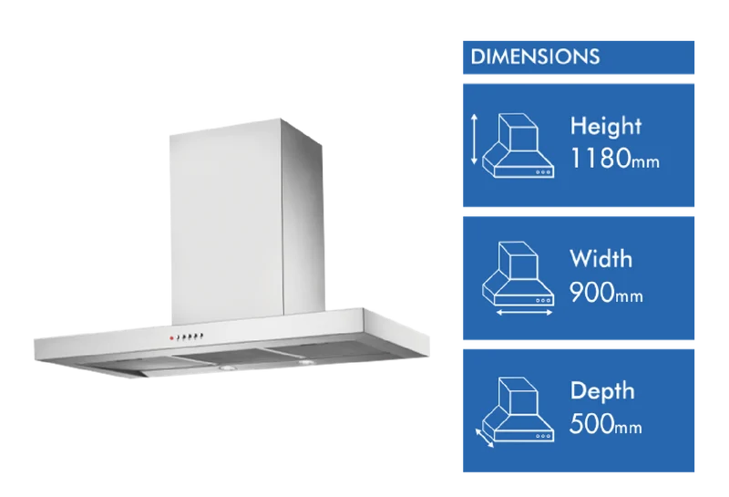 Chef 90cm Canopy Rangehood, Stainless Steel