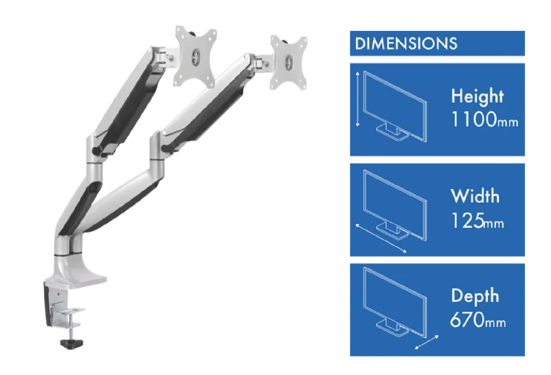 Ergovida Gas Spring Dual Monitor Arm
