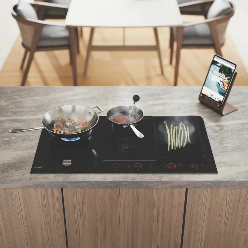 ASKO 90cm Duo Fusion Combined Gas and Induction Cooktop - Black