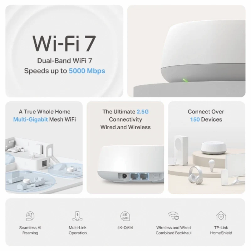 TP-LINK Deco BE5000 Whole Home Mesh Wi-Fi 7 System (2-pack)