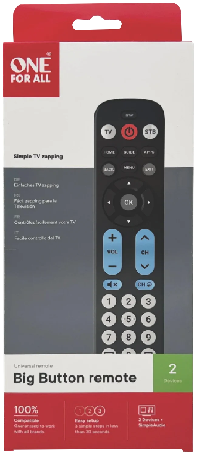 One For All Big Button Universal TV Remote Control