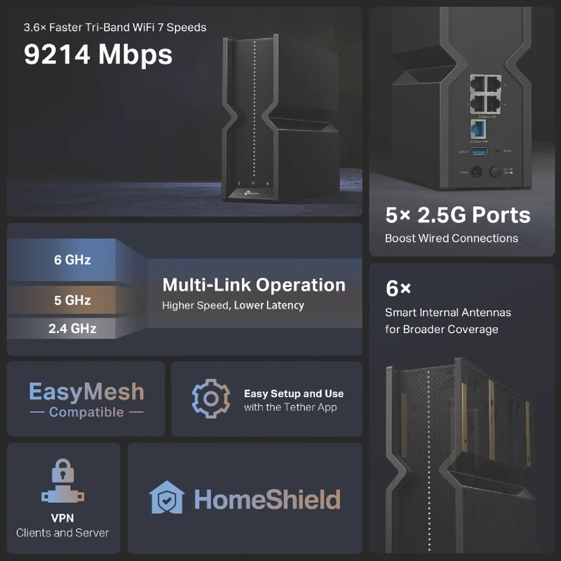 TP-LINK BE9300 Tri-Band Wi-Fi 7 Router
