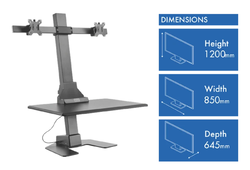 Ergovida Dual Monitor Electric Workstation Black