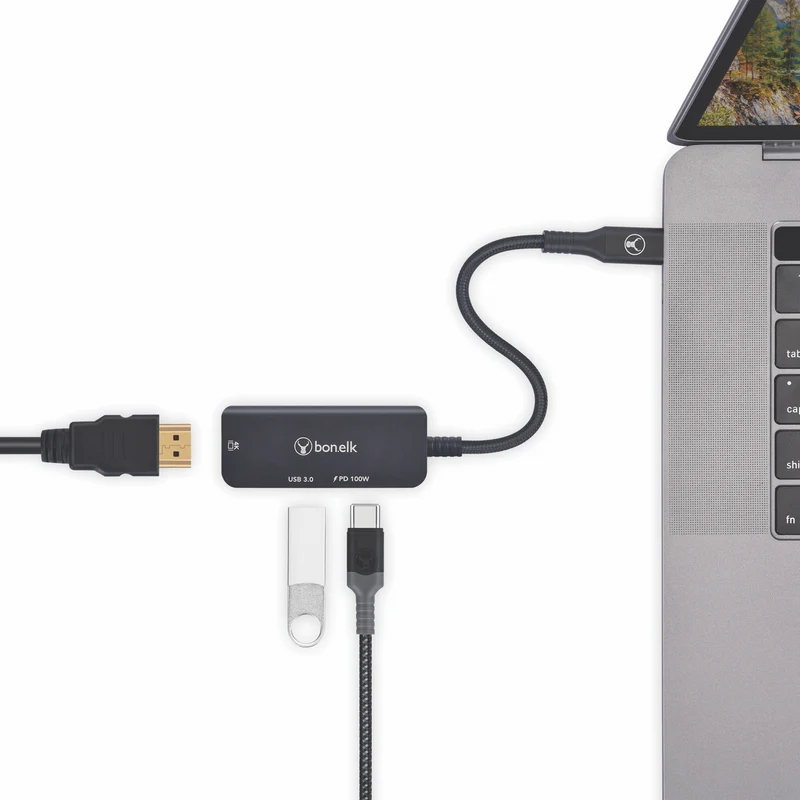 Bonelk USB-C 3-in-1 Multiport Hub (Black)