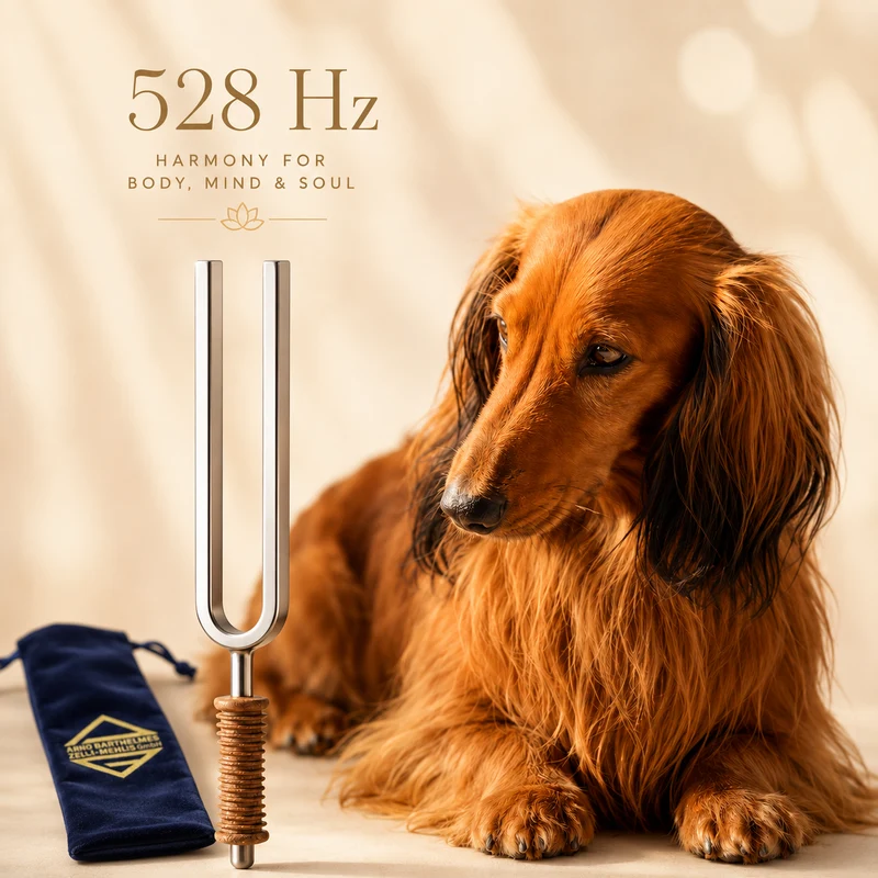 Tieredition: 528 Hz Wellnessstimmgabel Hundefrequenz mit Hundenamensgravur + Samttasche + Korkgriff