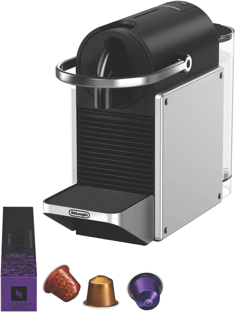 Nespresso Pixie Capsule Coffee Machine Silver & Aeroccino 3