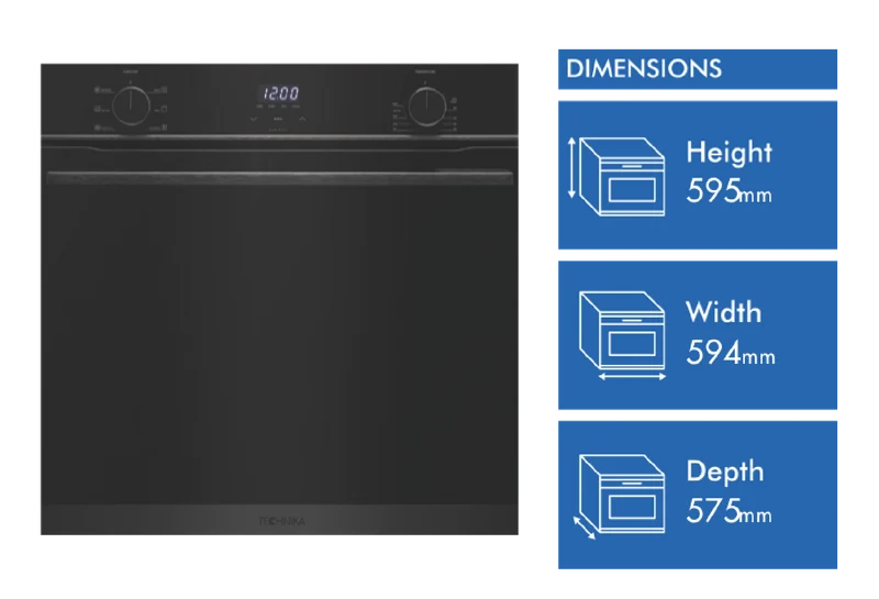 Technika 60cm 6 Function Electric Oven with Air Fry, Dark Stainless