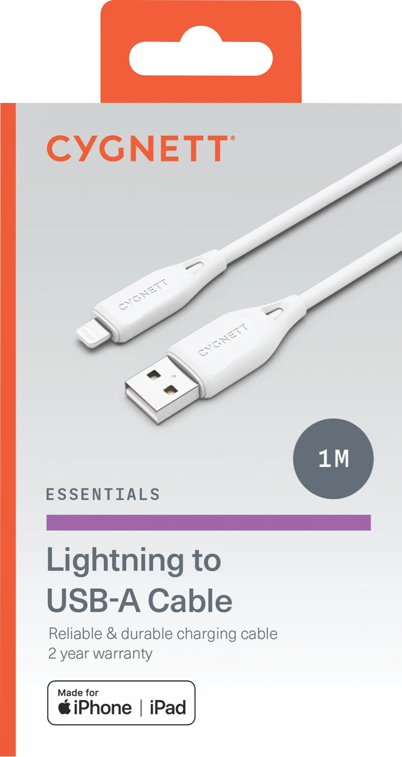 Cygnett Essentials Lightning To USB-A Cable 1m White
