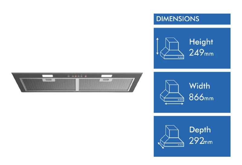 Westinghouse 86cm Integrated Rangehood, Dark Stainless Steel