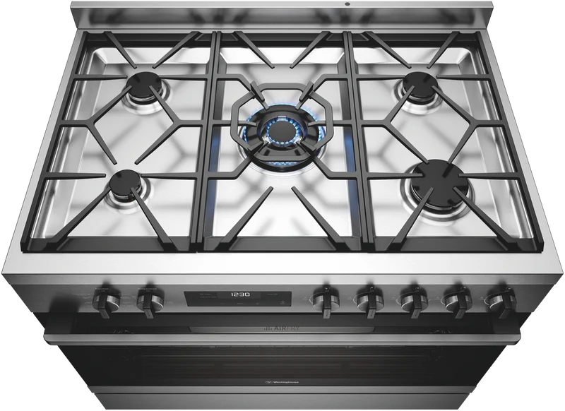 Westinghouse 90cm Dual Fuel Freestanding Cooker with Airfry, Dark Stainless Steel
