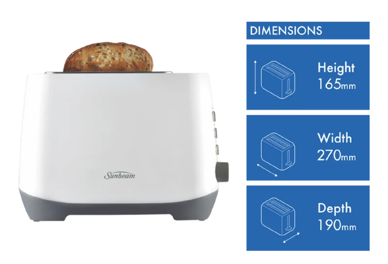 Sunbeam Rise Up 2 Slice Toaster White