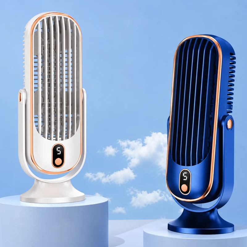 Kompakter USB Tischventilator mit Digitalem Display und Verstellbarem Luftstrom – Brezano