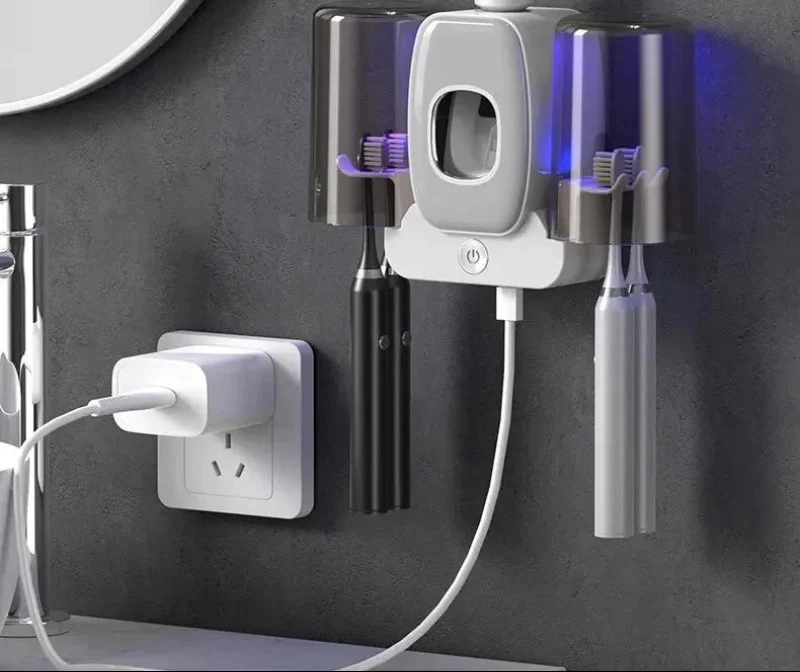 CleanDock Pro Zahnbürstenhalter – Wandmontage mit integrierter Zahnpastaspender-Funktion