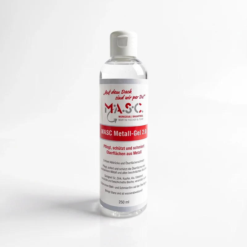 MASC - Metall-Gel 2.0 Metallpflege | Politur und Schutz für Edelstahl, Kupfer, Aluminium, Zink und beschichtete Bleche, 250 ml