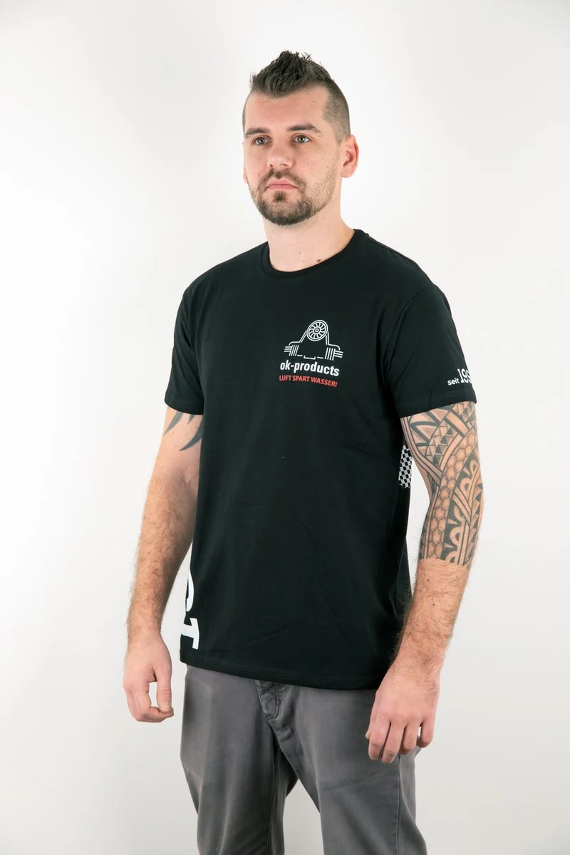 T-Shirt ok-products schwarz Luft spart Wasser