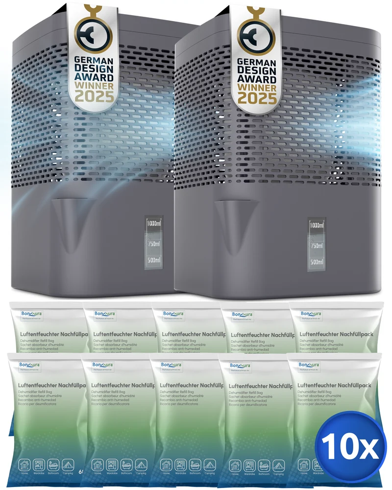 AirOne Super Sparset aus 2 x Luftentfeuchter ohne Strom und 10 x Granulat 680g