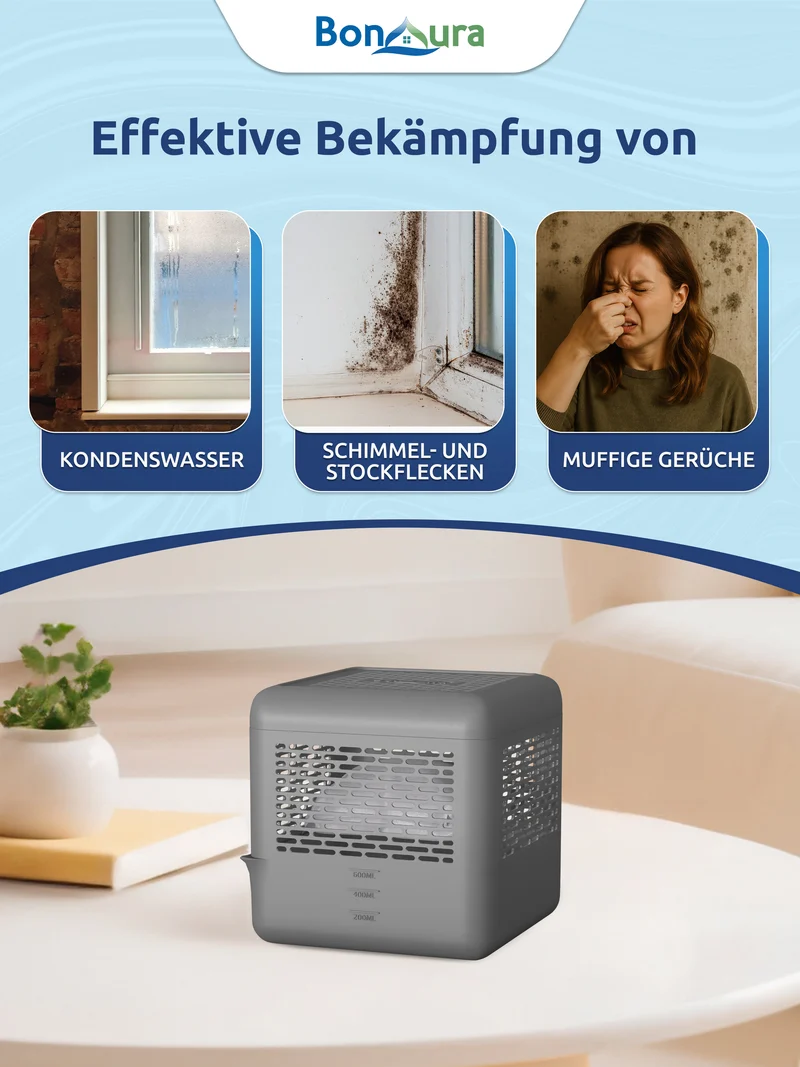 AirOne Select Bundle aus Luftentfeuchter ohne Strom und Granulat 400g (eckig)