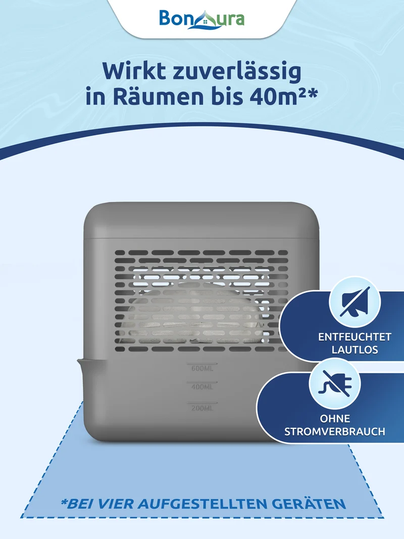 AirOne Select Bundle aus Luftentfeuchter ohne Strom und Granulat 400g (eckig)