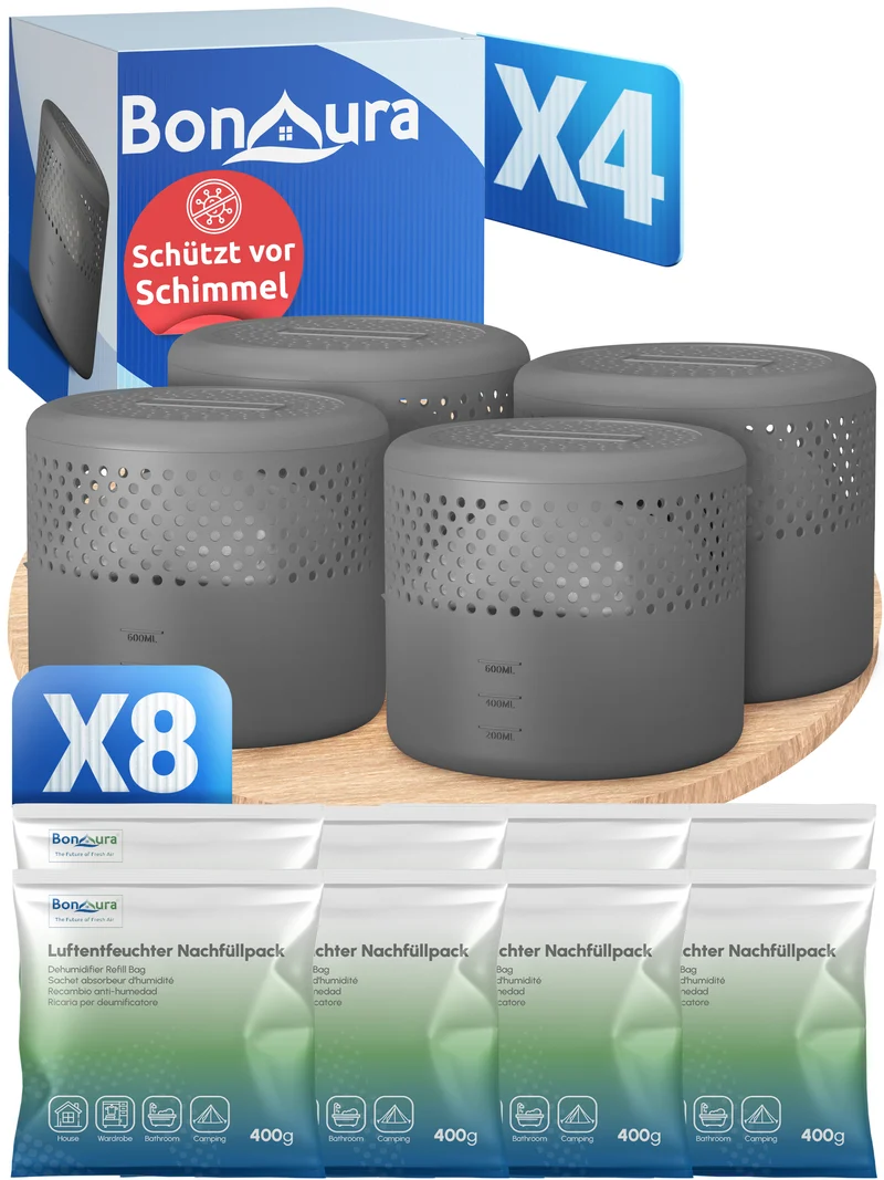 AirOne Select Bundle aus Luftentfeuchter ohne Strom und Granulat 400g (rund)