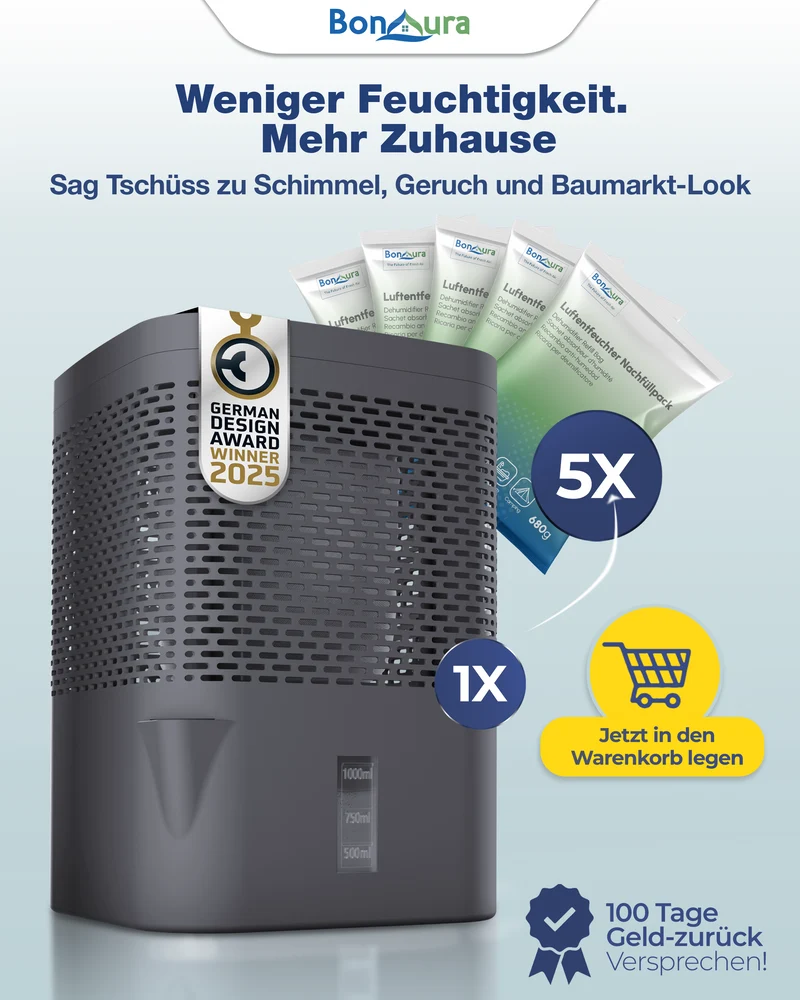 AirOne Bundle aus Luftentfeuchter ohne Strom und 5 x Granulat 680g