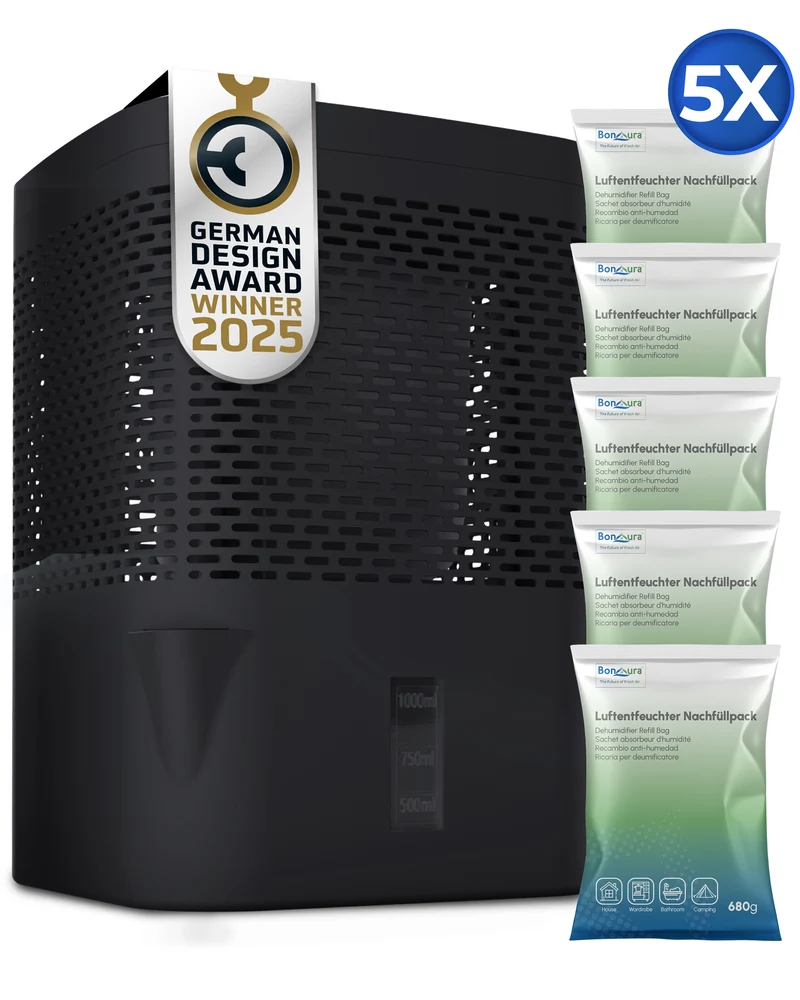AirOne Bundle aus Luftentfeuchter ohne Strom und 5 x Granulat 680g