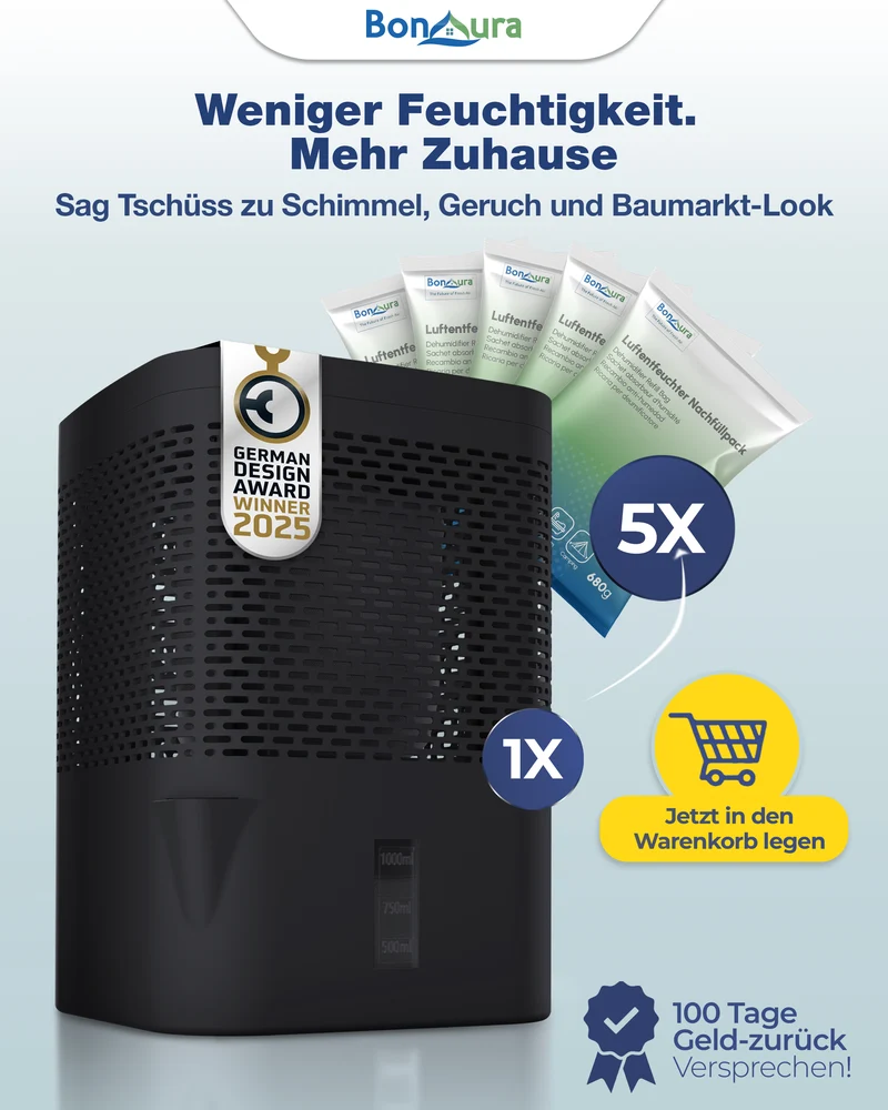 AirOne Bundle aus Luftentfeuchter ohne Strom und 5 x Granulat 680g