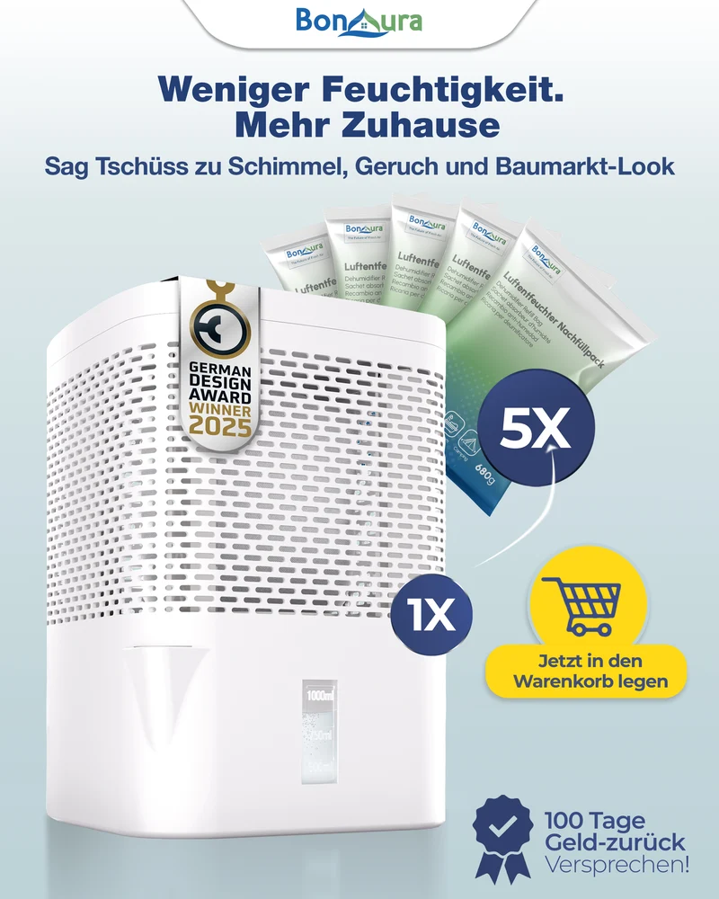 AirOne Bundle aus Luftentfeuchter ohne Strom und 5 x Granulat 680g