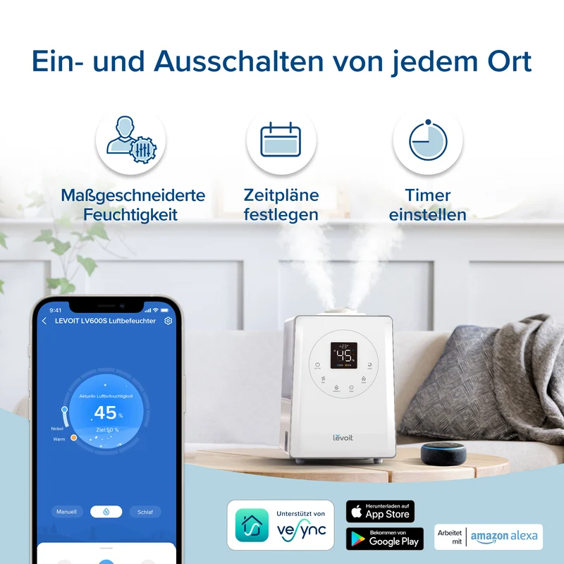 Levoit LV600S Luftbefeuchter + 10er-Pack Entkalkungspads set