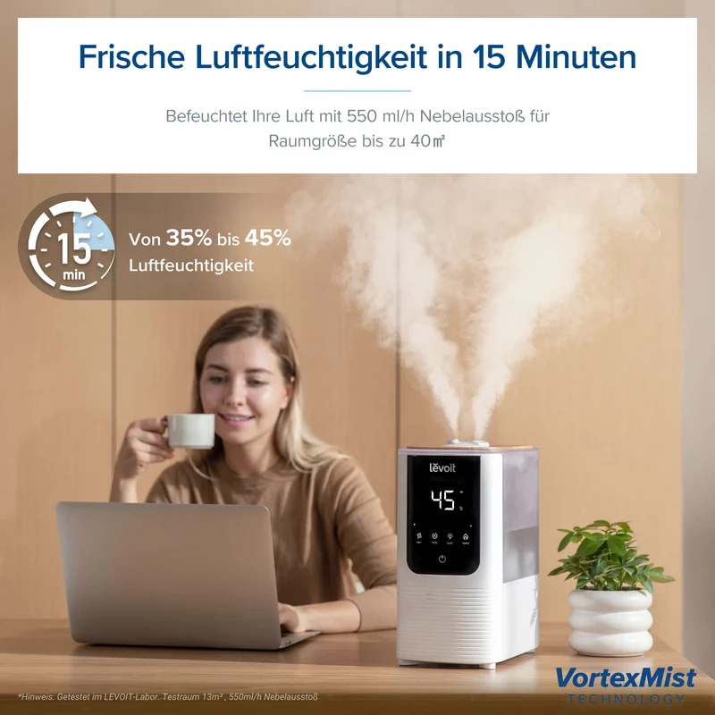 Levoit OasisMist 450S Smarter Luftbefeuchter mit Warm- und Kaltnebel